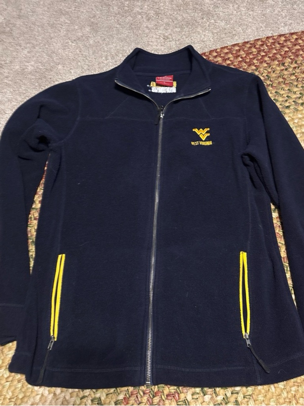 Colosseum Navy Full-Zip Teddy Jacket with Yellow Accents WV